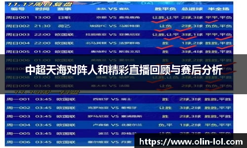 中超天海对阵人和精彩直播回顾与赛后分析